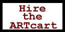white box with a black border that says hire the artcart in red text