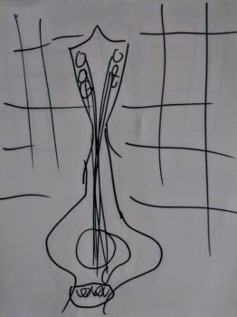 a guitar drawn with a non dominant hand